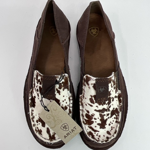 Ariat Womens Cruiser Brown/White Cow Logo Print Sizent Leather Size 7 NWT - Picture 8 of 9